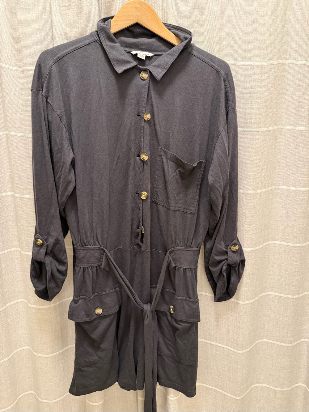 American Eagle Outfitters Charcoal Gray Button-Up Top